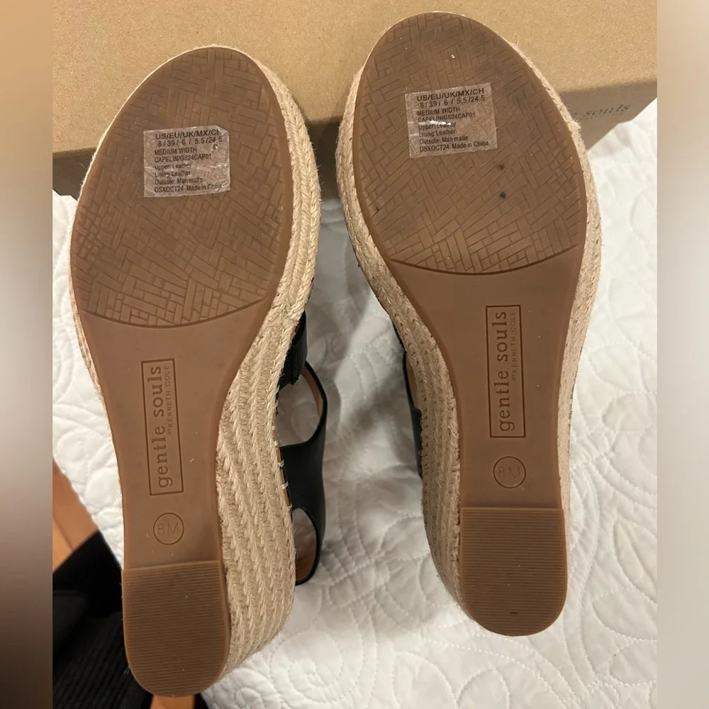 Kenneth Cole GENTLE SOULS CAPELIN LEATHER ESPADRILLE WEDGE 8